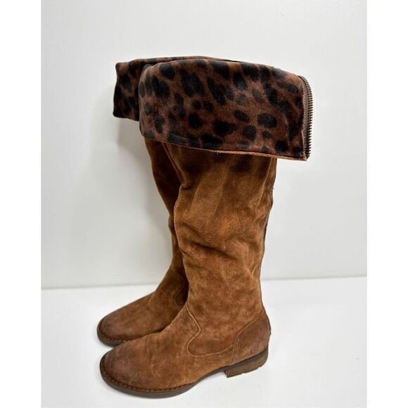 Born Boots Size 5.5 Borman Distressed Brown Suede Leather Tall Back Zip Boot - Picture 4 of 9